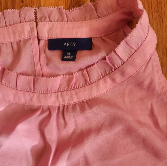 Apt. 9 Pleated Ruffle Neck Mauve Pink Sleeveless Shirt - Picture 10 of 14